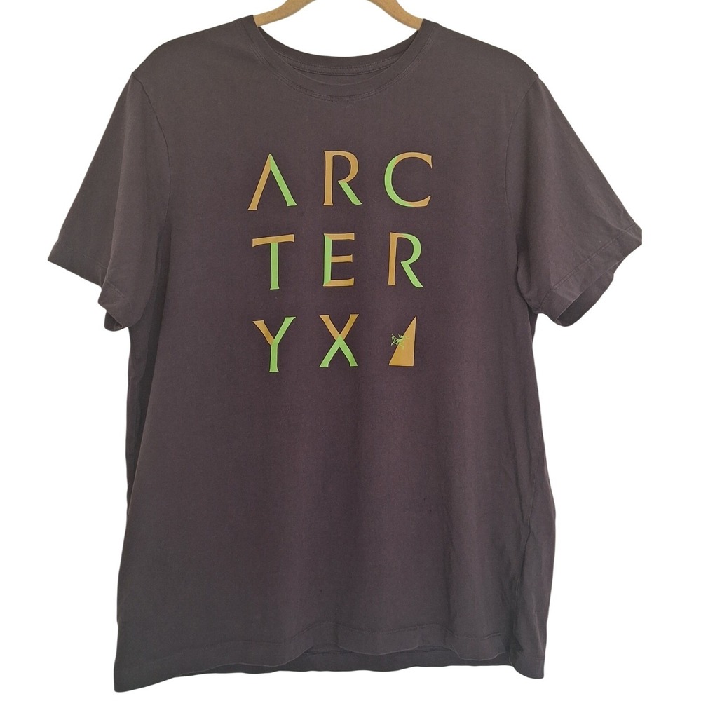 Arc'teryx Brown Logo T-Shirt Graphic Outdoor Hiking Streetwear‎ Size Large